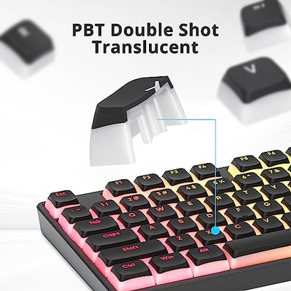Pudding Keycaps - PBT Double Shot Gaming Keycaps, XDA Profile for US/ISO Layout 60% 65% 75% Mechanical Keyboard (Black Pudding) - color: Black Pudding