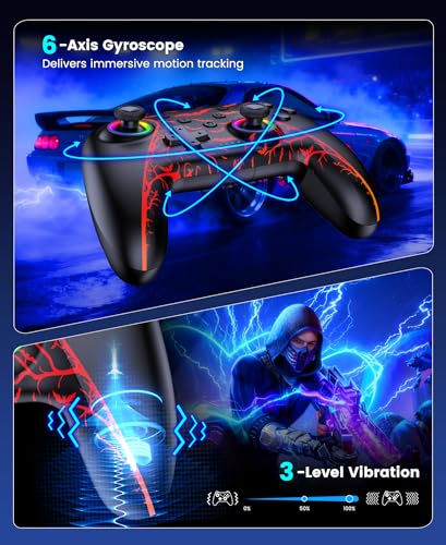 Switch 2 Controller for Nintendo Switch 2/Switch/OLED/Lite, Wireless Switch Controller with Charging Dock, RGB Switch Pro Controller with Hall Effect, Macro, Turbo and Vibration, Pumpkin Glow - color: Pumpkin Glow