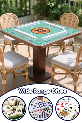Mahjong Mat for Table, 31.5x31.5Inch American Mahjongg Table Mat (Cyan) | Anti-Wrinkle&Foldable Neoprene Mahjongg Travel Mat for Table with Learning Rule, Anti-Slip Noise Reduction Includes Carry Bag - color: Cyan