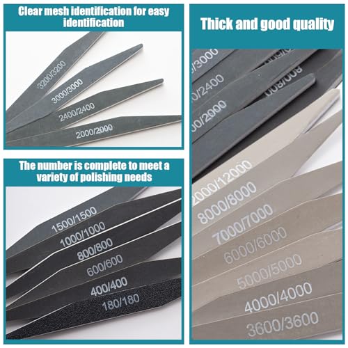 Honoson 20 Pcs Sanding Sticks for Plastic Models 3D Print Polishing Sticks Assorted Metal and Wood Sanding Tools Accessory for Model Craft Amateur Beginner(Low Grits and High Grits,Double Angle Shape) - style: Double Angle Shape