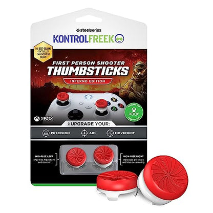 KontrolFreek FPS Freek Inferno for Xbox One and Xbox Series X Controller | Performance Thumbsticks | 1 High-Rise, 1 Mid-Rise | Red/White - style: 2025 Edition