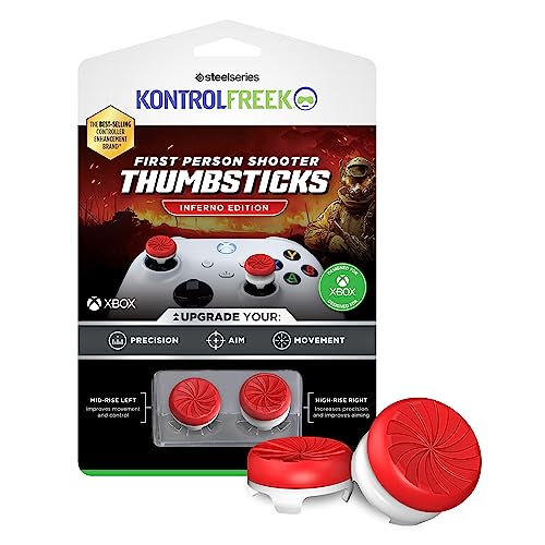 KontrolFreek FPS Freek Inferno for Xbox One and Xbox Series X Controller | Performance Thumbsticks | 1 High-Rise, 1 Mid-Rise | Red/White - style: 2025 Edition