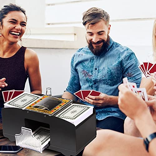 FEIERYA Automatic Card Shuffler 2/1/4/6 Deck | Battery-Operated Electric Playing Card Shuffler,Compatible with UNO,Poker for Home Card Game,Travel - size: 2 Decks USB