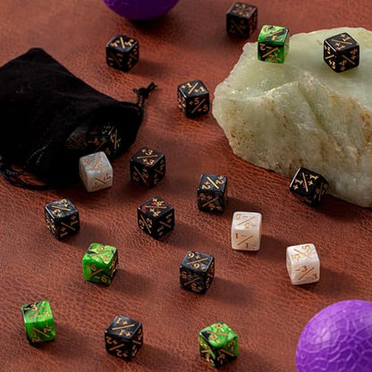 Sumind 48 Pcs Counter Dice -1/+1 Counters Ability Keyword Counters Buff Tokens 6 Sided Dice Gifts Compatible with CCG TCG Cards Gaming Accessory (Black Jade & Pearl) - style: Black Jade & Pearl