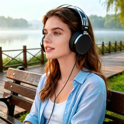 FAAEAL Wired Studio Headphones,Over Ear Boom mic Gaming Headset,HiFi Open-Back Stereo Headphones,Dual 3.5mm 50mm Dynamic Driver Monitoring Headset for Recording Mixing DJ Podcast Audiophile - style: Wired Dual 3.5mm