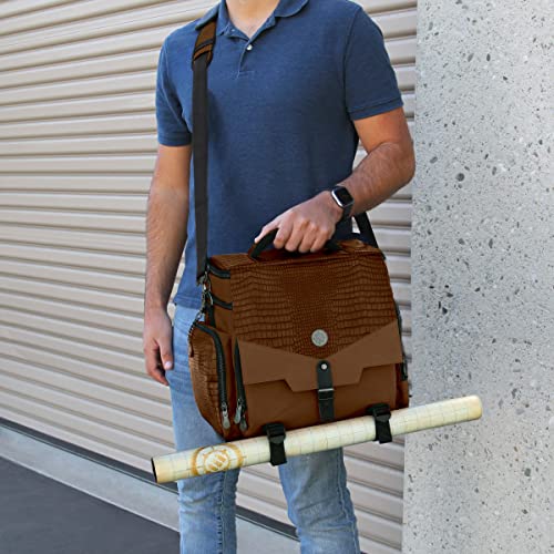 ENHANCE Travel Bag for DND Collector's Edition, Bag Compatible with Dungeons and Dragons, Combat Mat Holder, Dice Pockets and Accessories, Carry 4-8 Books (Brown Dragon) - color: Brown Dragon