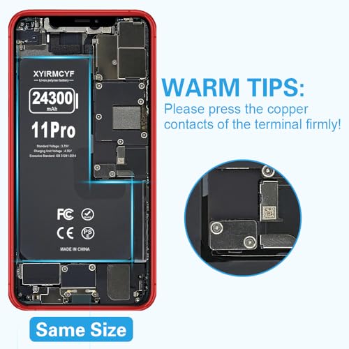 XYIRMCYF 24300mAh Super Capacity Battery Compatible with iPhone 11 Pro, 0 Cycle Li-Polymer Replacement Battery for iPhone 11 Pro, with Professional Repair Tool Kit - color: 11Pro-24300