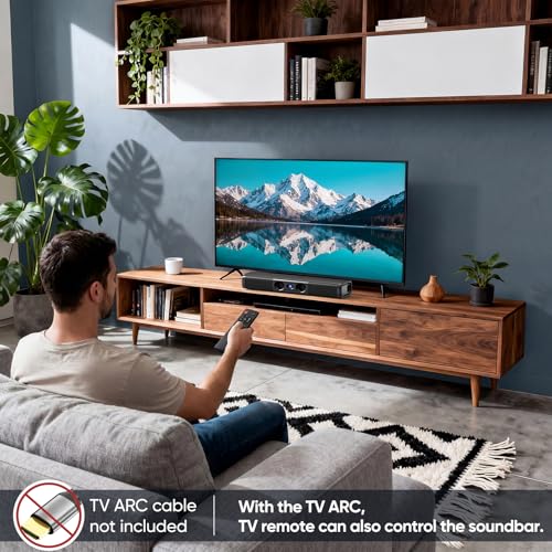 Saiyin Sound Bar with Enhanced Bass, Dual Larger Woofer & Dual Bass Ports | Sound Bar for Smart TV with 90W Peak Power, 17.1-inch Soundbar with Bluetooth5.3/TV-ARC/Optical/Auxiliary Inputs - size: 17.1 inches