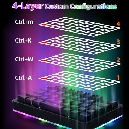 Koolertron Single-Handed Macro Mechanical Keyboard, RGB LED Backlit Portable Mini One-Handed Mechanical Gaming Keypad 39 Fully Programmable Keys (39 Keyboard Black) - style: 39 Keyboard Black