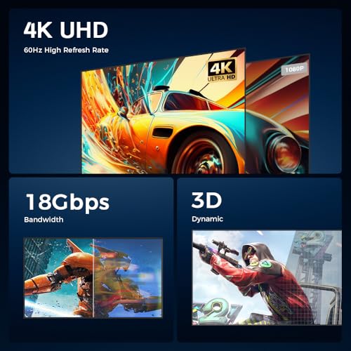 HDMI 2.0 4K Cable Red Nylon Cord, 18Gbps 4K@60Hz, 1m/3.3ft | HDR HDCP 2.2 ARC Dolby Vision, Ultra HD for PS5/Switch/xBox 4K TV, Laptop, PC Monitor, Blu-ray Player - size: 1 m/3.3 ft.