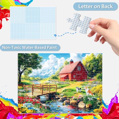 Jeaiciro 100 Piece Puzzles for Kids Ages 4-6 & 8-10, Farm Countryside Jigsaw Puzzle for Kids and Adults Educational Toys Fun Large Pieces Puzzles for Seniors Family Activity Gifts for Kid - size: Countryside Puzzles