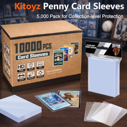10000 Count Penny Card Sleeves for Trading Cards, Soft Card Sleeves Clear Plastic Card Protectors for MTG TCG Baseball Football Sports Game Photocards Compatible with Top Loaders - size: 10000P