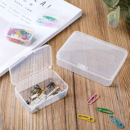 96 Pack Rectangular Clear Plastic Storage Containers | Mixed Sizes, Hinged Lid, For Beads and Small Craft Items - size: Mixed Sizes