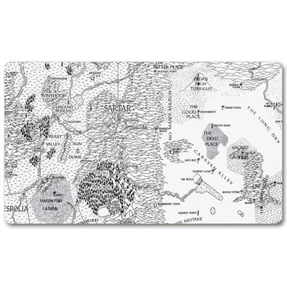 Fantasy Trading Card Game Playmat – Board Game Desk Pad with Rubber Base & Stitched Edges, Smooth Surface for MTG, Anime & Fantasy Decks, Original Hand-Painted Map Design 23.5x13.8in