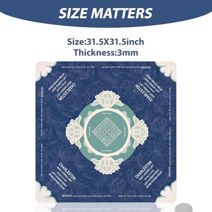 Mahjong Mat with Rules for Table, Noise Reduction & Anti-Slip Mahjong Mat (31.5" x 31.5") for Playing American Mahjong, Poker, Cards, Board Games & Dominoes