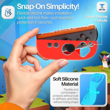 TNP JoyCon 2 Case Cover for Nintendo Switch 2 2025 - Soft Anti-Slip Silicone Protective Skin with Thumb Grip Caps Compatible with Nintendo Switch 2 Joy-Con 2 Controllers, 2 Pack (Red+Light Blue) - color: Red+Light Blue