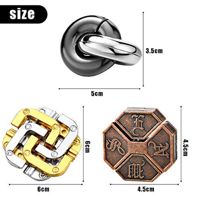 Skylety 3 Pieces Metal Puzzles Brain Teasers Christmas 3D Metal Puzzles Gift for Adults & Teens Iq Logic Games Unlock Interlocking Knot Puzzle Hard Educational(Stylish Style)