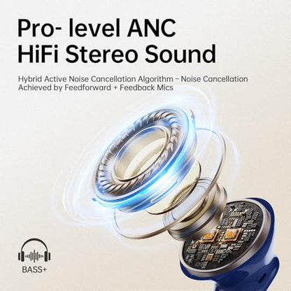 xinwld Adaptive Hybrid Active Noise Canceling 2026 Wireless Earbuds, 6 Mics ENC Clear Call Ear Buds, Hi-Res Audio Deep Bass Bluetooth 5.4 Headphones, 40H Playtime, Wireless Charging, LED, USB-C, Blue - color: Deep Blue