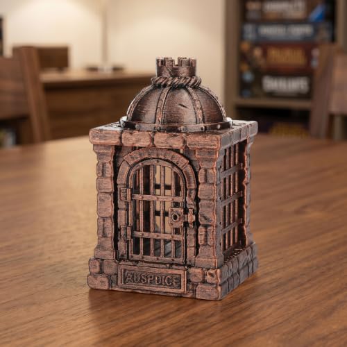 Dice Jail DND Dice Prison Tabletop Gaming Accessories RPG Display AF1224D | Hand-Painted Red Copper Color Tabletop Organizer and RPG Accessory, Decorative Fantasy Gift for Gamers - color: Af1224d Dice Jail Red Copper