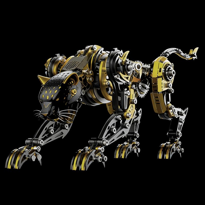 3-D Metal Cheetah Model Building Kit for Adults: Steampunk Leopard Challenge - 3-D Puzzle Jigsaw, DIY Mechanical Engineering Toy, Unique Gifts for Men & Women (Golden) - color: Golden