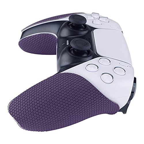 eXtremeRate PlayVital Purple Anti-Skid Sweat-Absorbent Controller Grip for ps5 Controller, Professional Textured Soft Rubber Pads Handle Grips for ps5 Controller - color: Purple