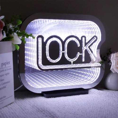 Lock Infinity Mirror Tunnel Light Neon Signs for Wall Decor,Dimmable Game Neon Light for Gamer,Usb Powered Gaming Lights for Man Cave Bedroom Game Room Bar Birthday Gifts(9.8 * 11.8 In)