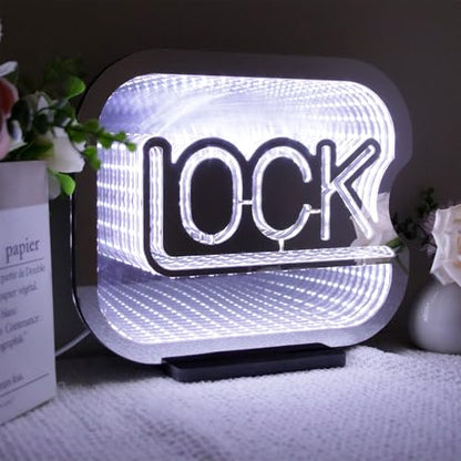 Lock Infinity Mirror Tunnel Light Neon Signs for Wall Decor,Dimmable Game Neon Light for Gamer,Usb Powered Gaming Lights for Man Cave Bedroom Game Room Bar Birthday Gifts(9.8 * 11.8 In)