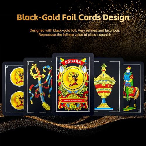 CDBXRA Spanish Playing Cards, Original Spanish Cards Games Deck of Cards | Briscas Cards Puerto Rico Mexican Playing Cards (Black x 1) - color: Black X 1
