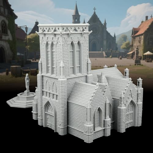 AUSPDICE DND Terrain Sacred Church Set – 7-Piece RPG Building Kit for Tabletop Roleplaying Games, Compatible with 28mm Figures Dungeons and Dragons Map and TTRPG Accessories-AF1089
