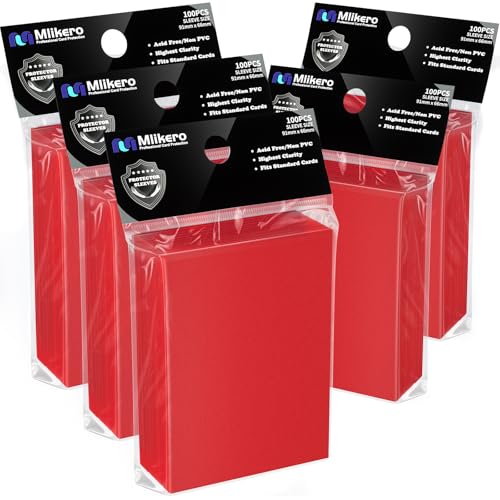500 Counts Red Card Sleeves, Matte Sleeve Deck Card Protectors, Trading Card Sleeves Fit for MTG, TCG and Sports Cards (Matte Red) - color: Red, size: 500 Pack