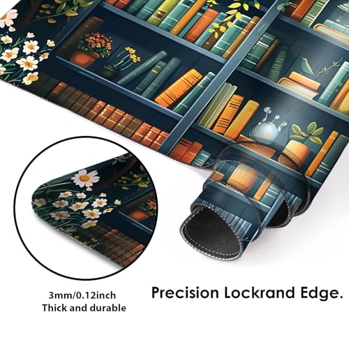 Galdas Gaming Mouse Pad XXL XL Large Long Extended Big Mousepad Non-Slip Rubber Keyboard Mouse Pad with Stitched Edges for Laptop Home Office (31.5x11.8x0.08 Inch) -Books - color: Books