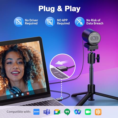 EMEET S600 4K Webcam with Tripod for Streaming, Sony 1/2.55'' Sensor | 1080P@60FPS, PDAF Autofocus, 2 Noise Reduction Mics, Built-in Privacy Cover 73° FOV, Streaming Webcam for Product/Game/Beauty - style: S600 Sony Sensor with Tripod