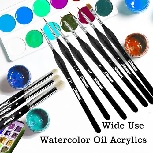 Sdanart 10 PCS Miniature Paint Brushes Drybrush Set,Detail Paint Brushes | Hobby Dry Paint Brush, Advanced Model Paint Brush for Tabletop Wargames Miniature Acrylic Watercolor Oil Painting，40k