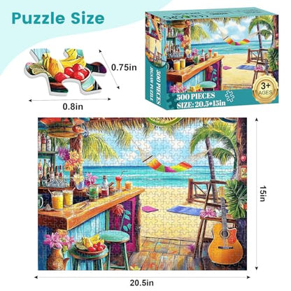 500 Piece Puzzle for Adults, Vacation Jigsaw Puzzle, Seaside Bar Puzzles 500 Pieces Birthday Party for Family Adults Funny Puzzle, Fun and Challenging Family Games 20.5×15 in | Vacation Jigsaw Puzzle Birthday Party Funny Puzzle Fun and Challenging Family