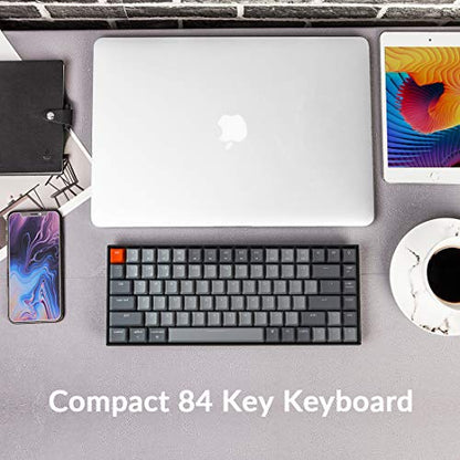 Keychron K2 75% Layout Bluetooth Wireless Mechanical Keyboard Super Switch/White LED Backlit/USB C/Anti Ghosting/N-Key Rollover, 84 Keys Gaming Keyboard for Mac Windows-Version 2 - color: Brown Switch