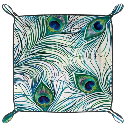 Peacock Feather Dice Tray Dice Rolling Tray Folding Dice Holder for Dice Games, Like RPG, DND and Other Table Games - color: Multi 10