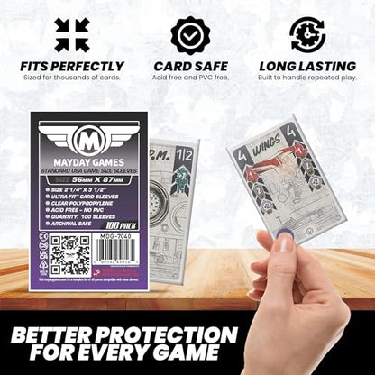 Mayday Games Standard USA Card Sleeves 56x87mm - Purple Label Clear Perfect Fit Card Sleeves and K-Pop Photo Cards, 40 Micron, 100 Per Pack - MDG-7040