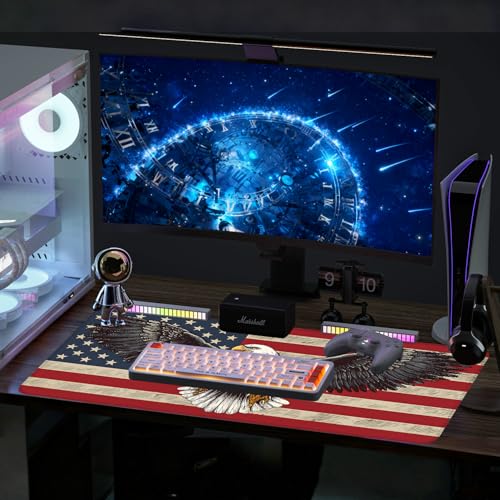 Mouse Pad, Large Anti-Slip with Stitched Edges Desk Mat Desktop Laptop Computer Desk Keyboard Mat,Table Protector Blotter Mat (Eagle Flag, 35.4" x 15.7") - color: Eagle Flag, size: 35.4" x 15.7"