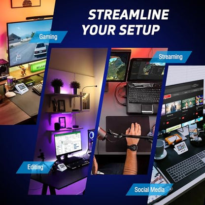 Macro Keypad, Stream Controller Deck Gaming Streaming Shortcut Keyboard, 18 Programmable Keys Customizable Visual AI Pad USB Soundboard for OBS, YouTube, Desk Office Setup, Laptop, PC, Mac