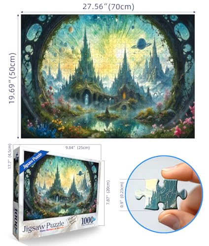 Science Fiction Landscape Jigsaw Puzzle for Adults - Fantasy 1000 Piece with Letters on Back - Challenging Family Game Gift - Finished Size 26.75 x 19.75 - color: Science Fiction