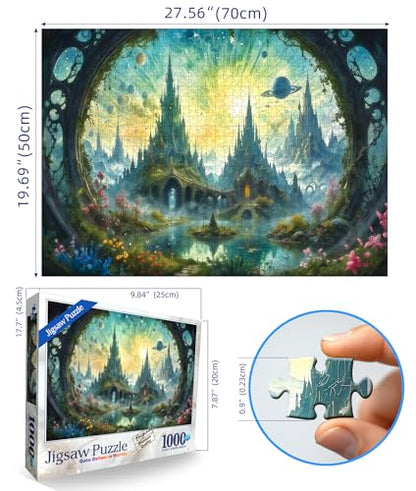 Science Fiction Landscape Jigsaw Puzzle for Adults - Fantasy 1000 Piece with Letters on Back - Challenging Family Game Gift - Finished Size 26.75 x 19.75 - color: Science Fiction