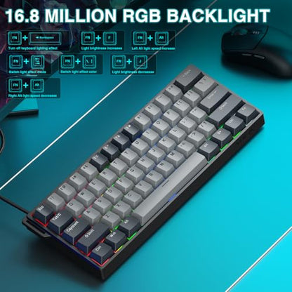 AULA WIN60 HE PRO 60% Mechanical Gaming Keyboard Wired, Magnetic Switch Hot Swappable, Adjustable Actuation Rapid Trigger Mode, 8000Hz Polling Rate, RGB Small Keyboard 60 Percent Compact Design for PC - color: Black&Gray