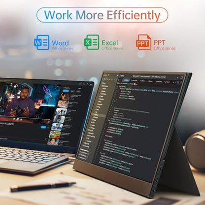 MNN 4K Portable Monitor 15.6" 3840x2160 UHD USB-C HDMI Laptop Monitor, 100% Adobe RGB IPS Computer Gaming Display HDR w/Speakers & Smart Cover,for Laptop Xbox PS5 Switch PC Phone | 15.6" 4K UHD IPS 100% Adobe RGB HDR, USB-C/HDMI, speakers+smart cover, for