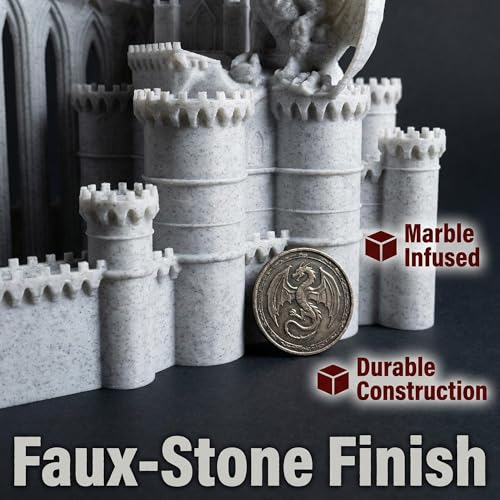 Large Dragon Castle Dice Tower - Marble Stone Effect Plastic Dice Roller with Built-in Courtyard Tray - Compatible with All Polyhedral RPG Dice - Epic Fantasy Tabletop Gaming Accessory - color: Dragon Castle