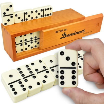 Queensell Jumbo Dominoes Set for Adults and Kids – Domino Set for Classic Board Games – Jumbo Dominoes Double 6 for Travel Games – Dominos Set for Adults 28 Tiles - style: Jumbo