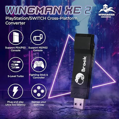 Brook Wingman XE2 Wireless Controller Adapter [Exclusive Version] 2-in 1 Converter for PS5, PS4, Xbox Series, NS, NS 2 & PC Supports Turbo, Remap, Lag-Free Play Includes Keychain