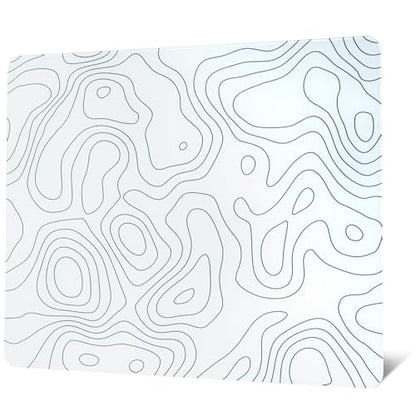 XVX Glass Mousepad for Gaming, White Topographic Hard Gaming Mouse pad, Professional Large Mouse Mat 16.2" x 12.2", Special Glass Surface with Improved Precision and Speed - color: White(Topographic)