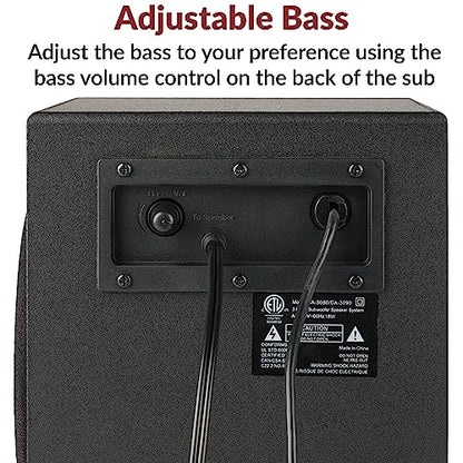 Cyber Acoustics CA-3090 2.1 Speaker System with Subwoofer with 18W of Power – Easy Setup and Convenient Controls, Great for Music, Movies, and Gaming