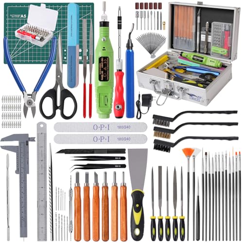 HIJIRH 163Pcs Model Tool Kit Modeler Basic Tool Craft Tool Set Hobby Tools | Modeler Basic Tools Craft Set Hobby Building Tools Kit for Gundam Tool Kit Assembling Miniatures Mecha Car Model Building