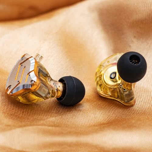 Linsoul KZ ZS10 Pro, 4BA+1DD 5 Driver in Ear Monitor, HiFi Wired Earbuds, Gaming Earbuds, Hybrid IEM Earphones with Stainless Steel Faceplate, Detachable Cable for Musician(Without Mic, Glare Yellow) - color: Glare Yellow, style: Without Mic